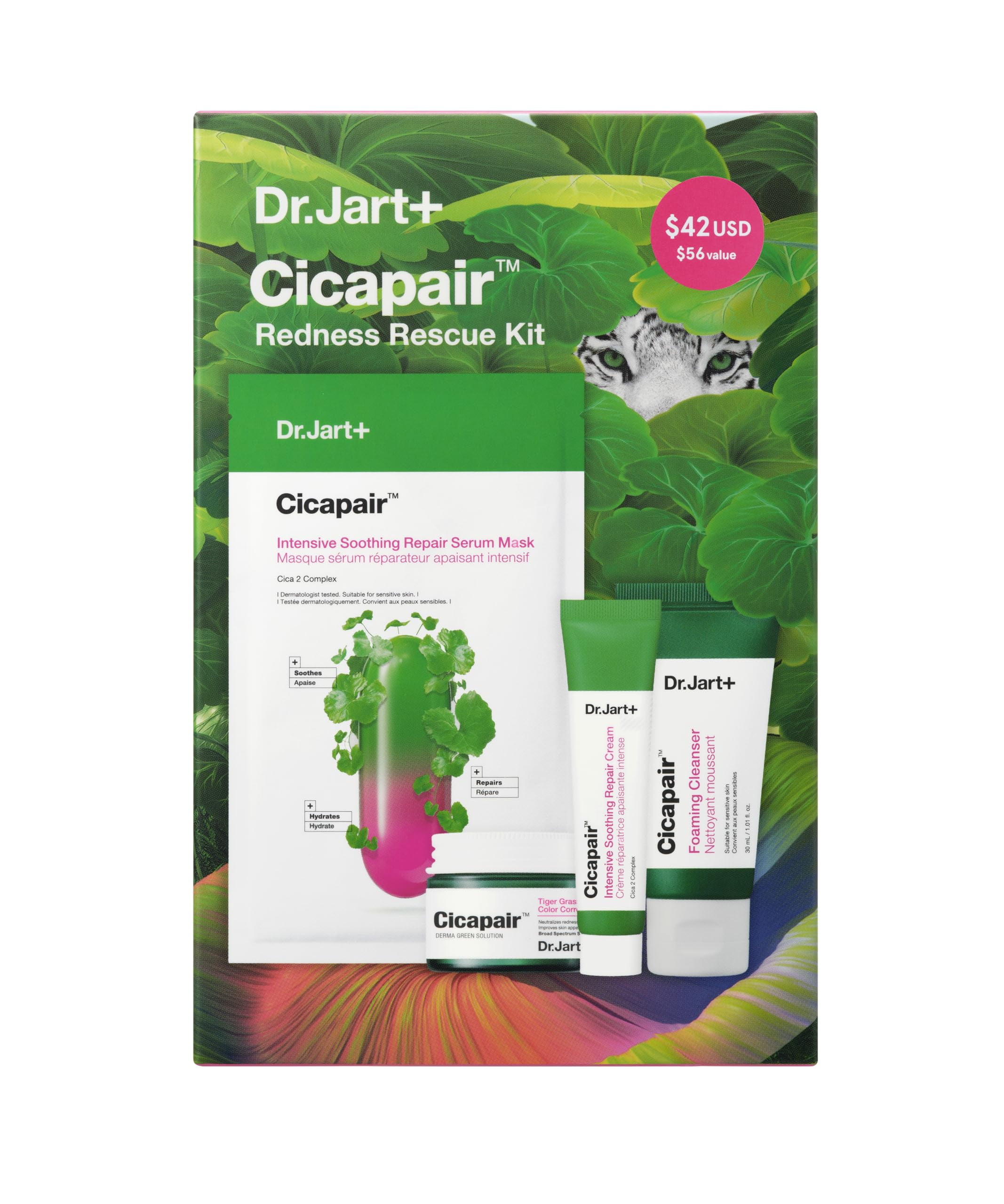 Dr.Jart+ Cicapair Redness Rescue Travel Size Value Kit, Suitable for Sensitive Skin | Korean Skin Care, 1 Count