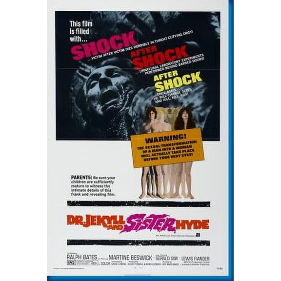 Dr. Jekyll And Sister Hyde Movie Poster Reprint Movie 27inx40in 27x40 #011859 Square Adults Z Posters
