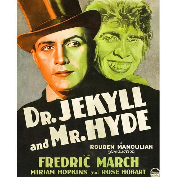Dr. Jekyll & Mr. Hyde Poster Art Featuring Fredric March On Window Card 1931 Movie Poster Masterprint - 24 x 36 - Large