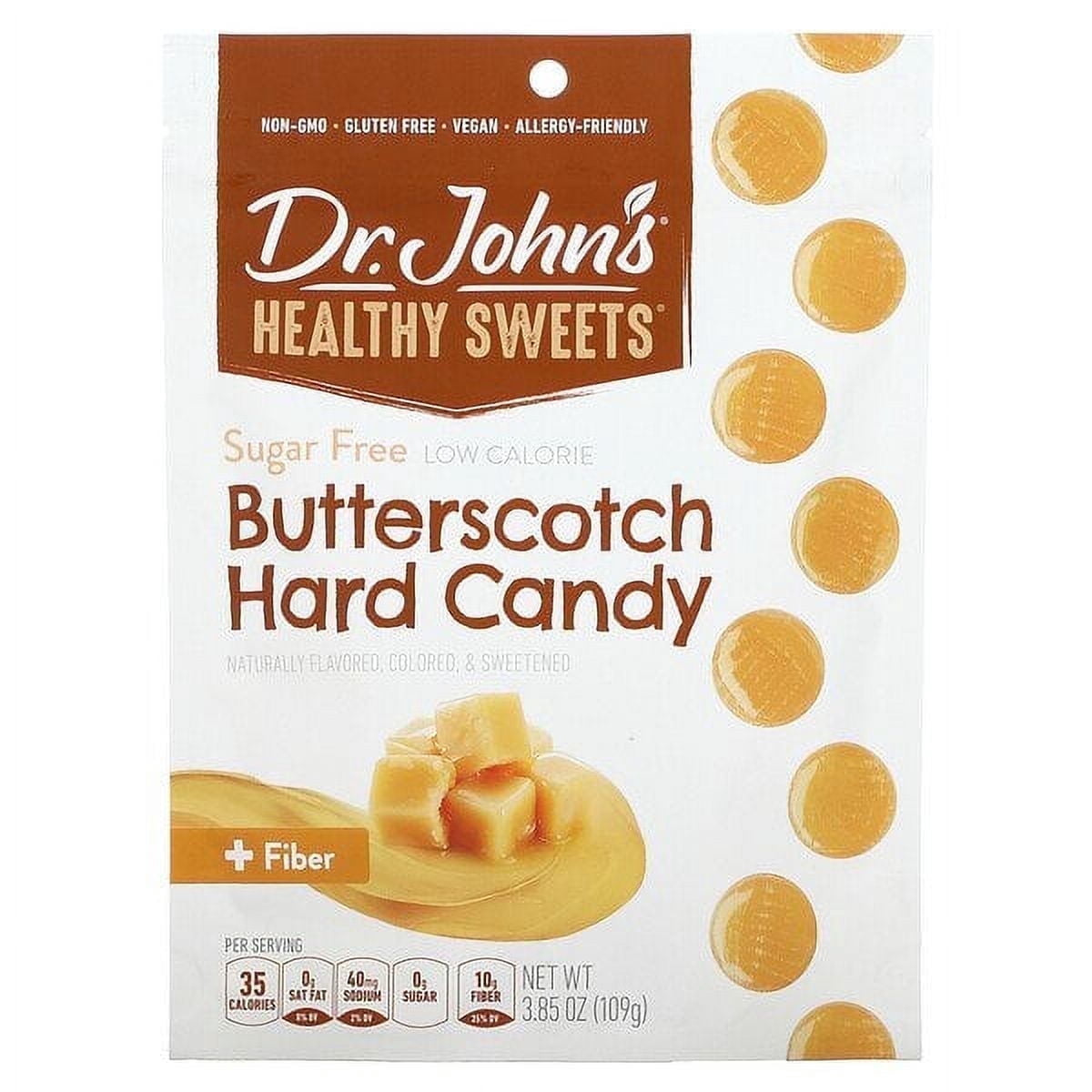 Dr. John's Healthy Sweets, Butterscotch Hard Candy, + Fiber, Sugar Free, 3.85 oz Pack of 4