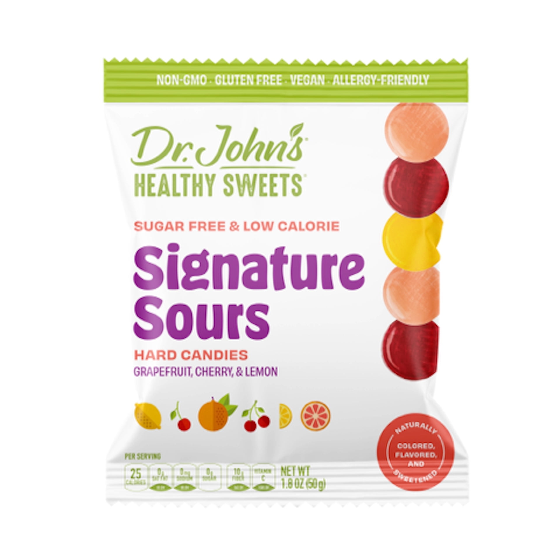 Dr. John's Healthy Sweets Sugar-Free Easter Hard Candy Signature Sour Fruit  Mix, 1.8 oz, Bag 