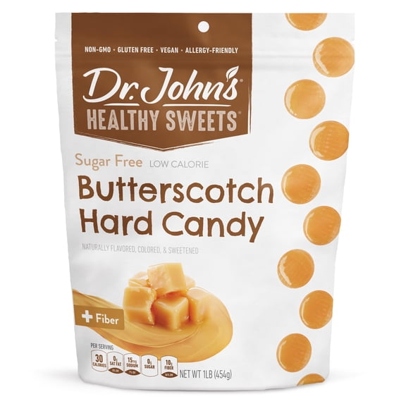Dr. Johns Sugar Free BCF26 Candy, Healthy Hard Candy with Zero Sugar, Low Calorie Snacks, Keto Friendly, Vegan, Gluten Free, Butterscotch Flavor, 100 Count, 1 LB