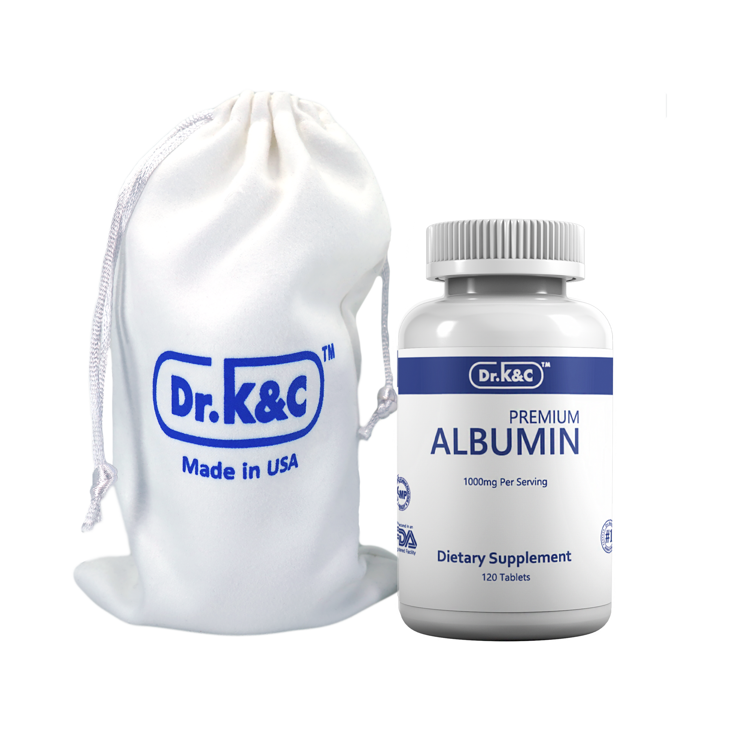 Dr.K&C Premium Albumin Protein 1000 mg per Serving 120 Tablets Healthy