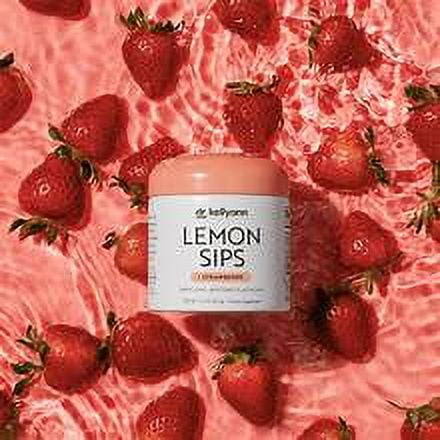 Dr. Kellyann Lemon Sips, Diet Citrus Drink Mix (21 Servings) Rehydrate, Detox, Revitalize, Sugar Free, Fat Free, Non GMO, Hydrates and Firms Skin (Strawberry Lemonade)