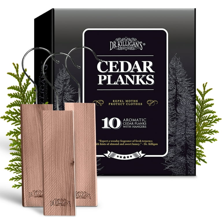 Cedar Blocks for Clothes Storage – Stop Clothes Damage – 10 Fresh Cedar Planks and Hangers – Moth Repellent for House, Closets and Drawers