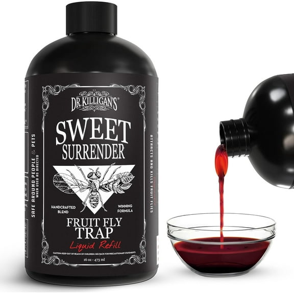 Dr. Killigans Fruit Fly Refill Liquid - Long-Lasting 24-Week Protection, Works with Apple Traps, Pet-Friendly and Safe for Everyday Family Use, Made in USA (16 oz)