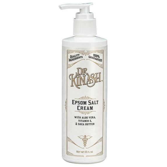 Dr. Kinash Soothing Epsom Salt Cream with aloe vera, vitamin E and shea butter to moisturize rough, dry skin, 8 ounces