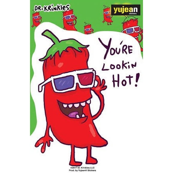 Dr. Krinkles, CHILI PEPPER - You're Lookin Hot! - 3.75" x 5.25" - Sticker DECAL