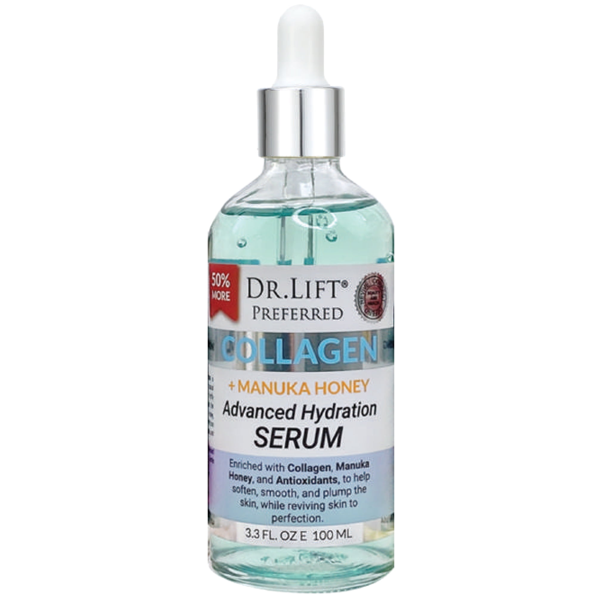 Dr. Lift Facial Serum Anti Aging Collagen Skincare Formula with Manuka Honey, 3.3 Fl. Oz.