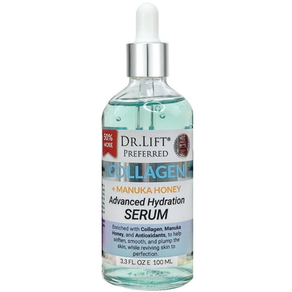 Dr. Lift Facial Serum Anti Aging Collagen Skincare Formula with Manuka Honey, 3.3 Fl. Oz.