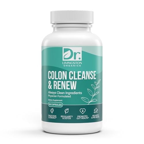 Dr. Livingston Organics - 14-Day Colon Cleanse, Constipation & Bloating Relief, 56 Capsules