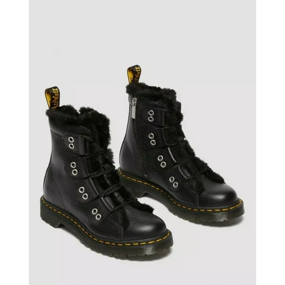 Dr. Martens 1460 31876001 Womens US 7 Black Leather Faux Fur Lined Boots KHD1568