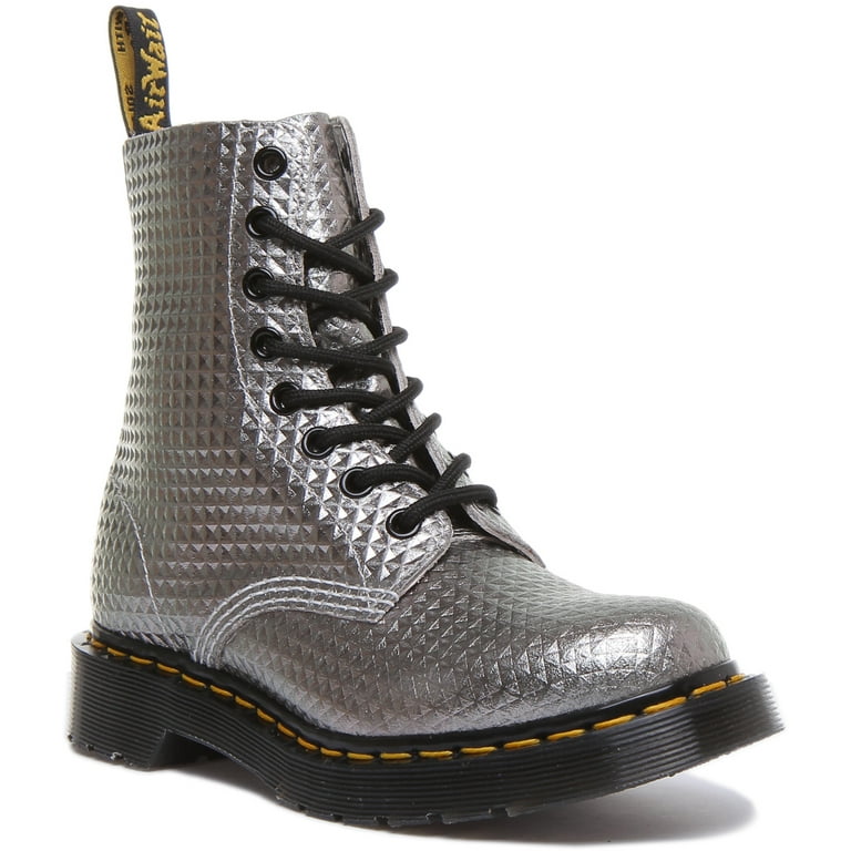 Dr Martens 1460 Pascal Stud Emboss Women s 8 Eyelet Leather Ankle Boot In Silver Size 5 Walmart