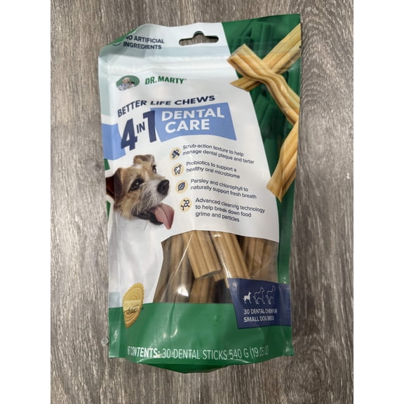Dr. Marty Better Life Chews 4-in-1 Dental Care For Small Size Dogs (5 - 23LBS), 30 Sticks, 19.05 oz