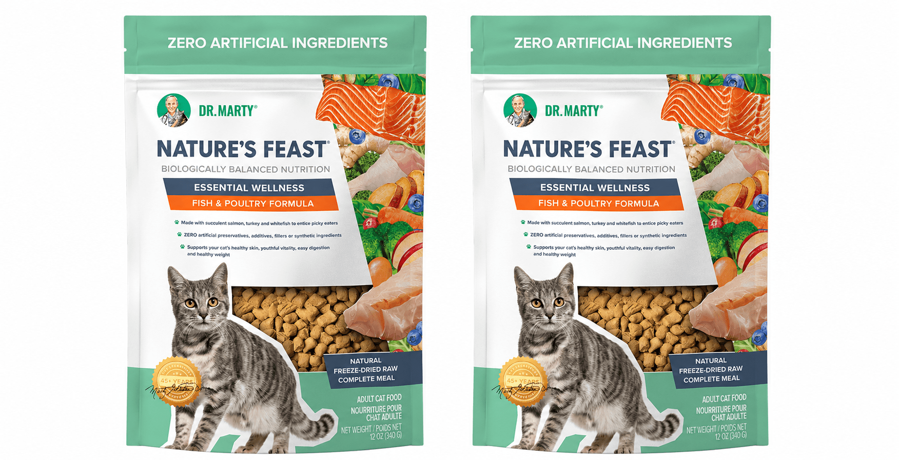 Dr. Marty Essential Wellness Fish & Poultry Dry Cat Food 12 oz (2 Pack)