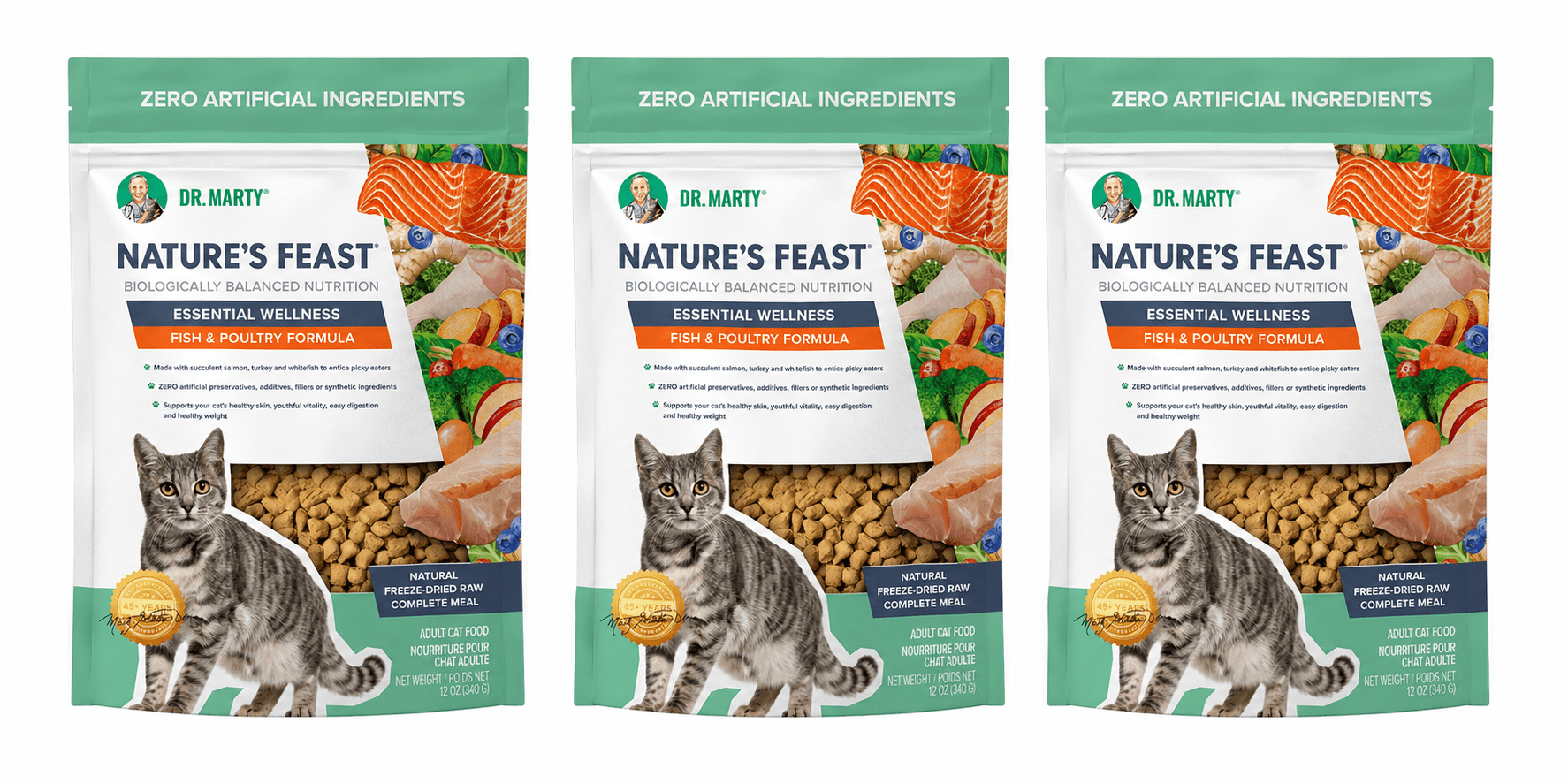 Dr. Marty Essential Wellness Fish & Poultry Dry Cat Food 12 oz (3 Pack)