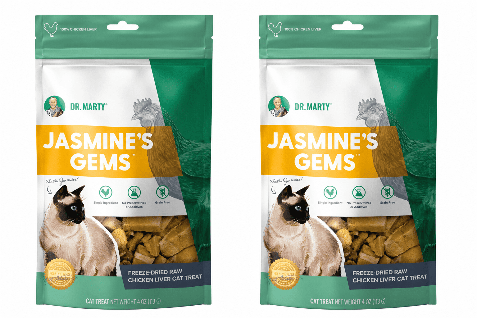 Dr. Marty Jasmine's Gems Freeze-Dried Raw Chicken Liver Cat Treats, 4 oz (2 Pack)