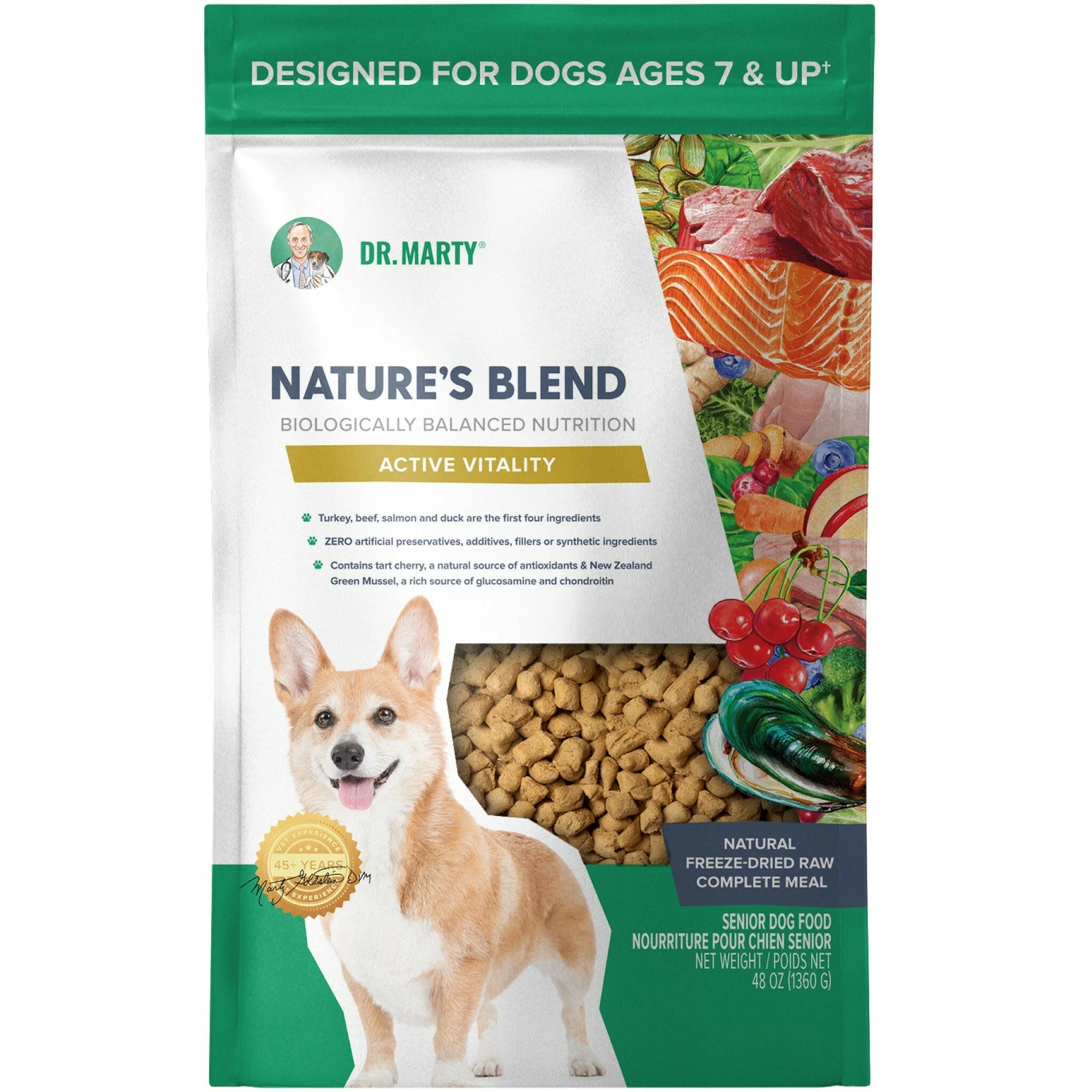Dr. Marty Nature's Blend for Active Vitality Seniors Freeze Dried Raw Dog Food 48 oz
