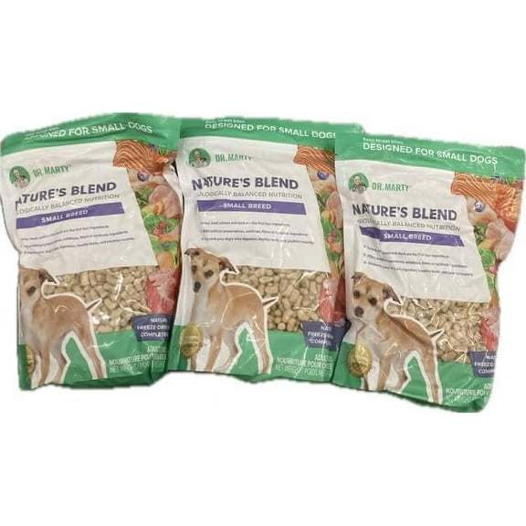Dr. Marty Nature's Blend Freeze Dried Raw Dog Food for Small Dogs (3 Bags x 16 oz).
