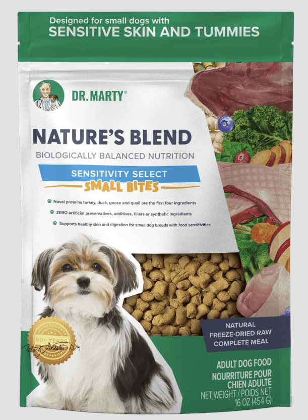 Dr. Marty Nature's Blend Sensitivity Select Small Bites Freeze-Dried Raw Dog Food, 16-oz