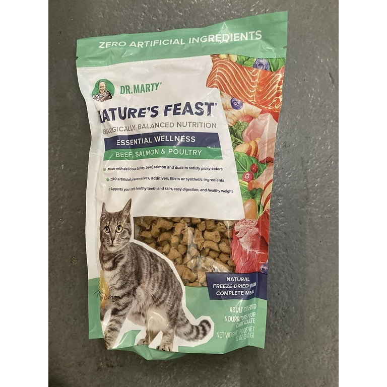 Dr. Marty Nature's Feast Essential Wellness Beef, Salmon and Poultry Freeze Dried Raw Cat Food Dr. Marty Nature's Feast Essential Wellness Beef, Salmon and Poultry Freeze Dried Raw Cat Food