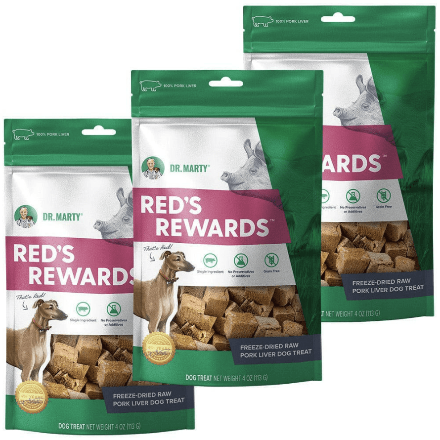 Dr. Marty Red's Rewards Favorite Freeze Dried Pork Liver Dog Treats 4-oz (Pack of 3)