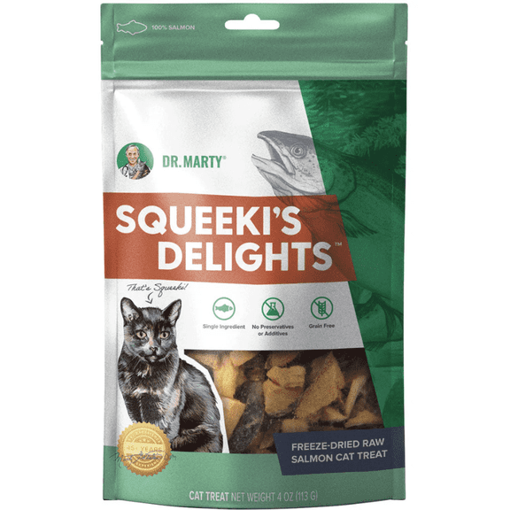 Dr. Marty Squeeki's Delights Freeze-Dried Raw Salmon Cat Treats, 4 oz