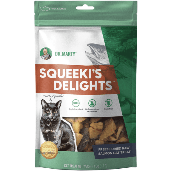 Dr. Marty Squeeki's Delights Freeze-Dried Raw Salmon Cat Treats 4 oz