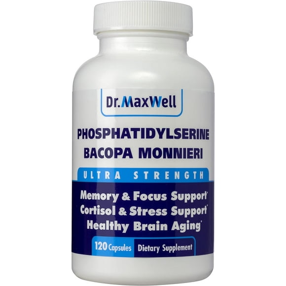 Dr. Maxwell Phosphatidylserine & Bacopa Monnieri, Better Than Each Alone. Best Phosphatidylserine 300mg, No Fillers, Soy Free, 2in1, 120 Capsules. Bacopa Extract 55% Bacosides