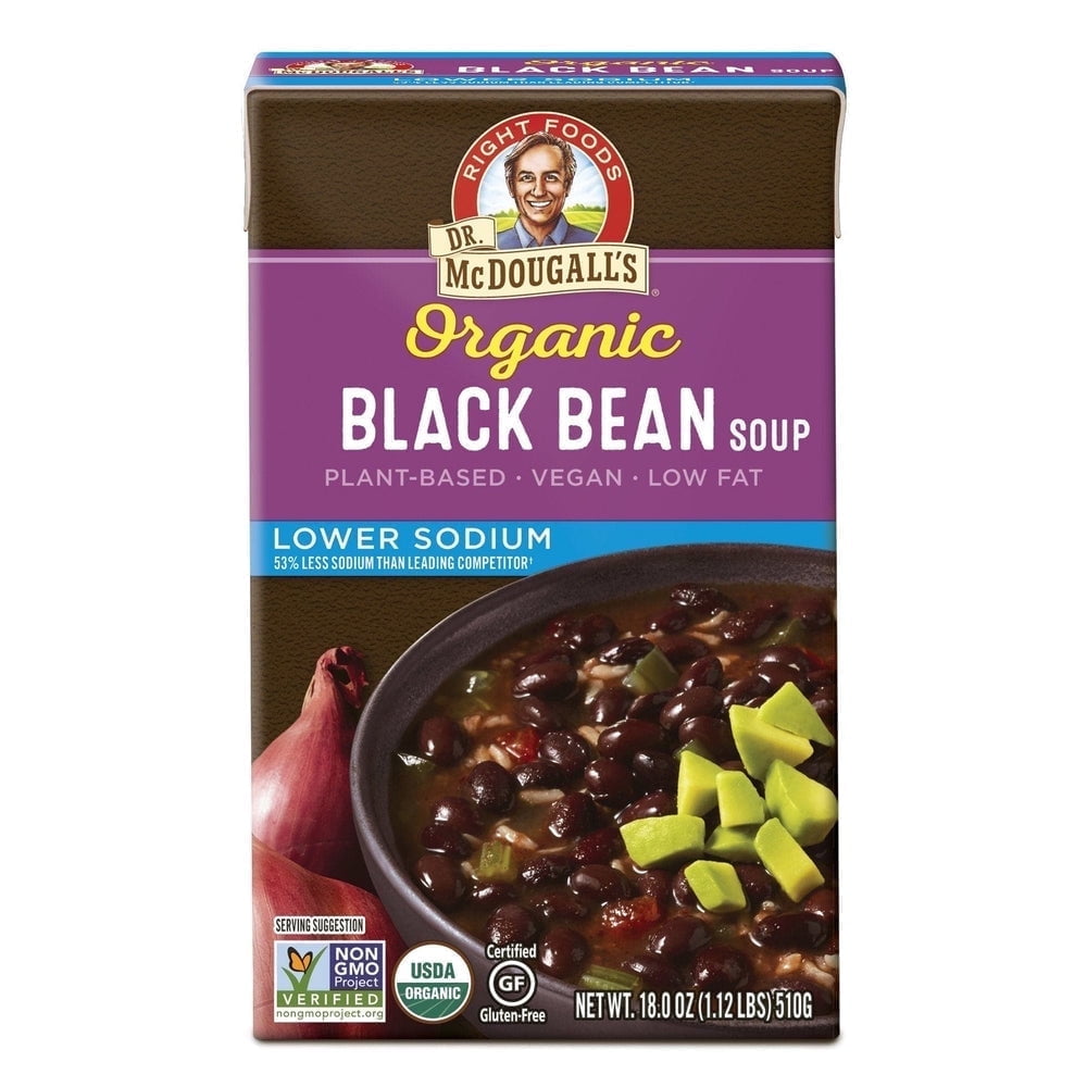 Dr. McDougall's Dr. McDougall's Organic Lower Sodium Soup Black Bean - 18 fl oz Pack of 3