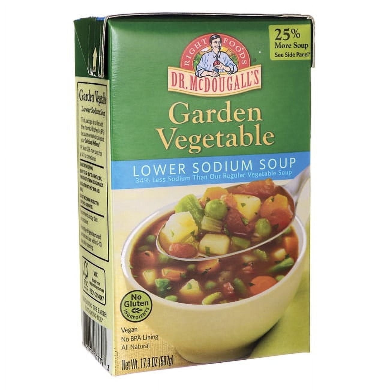 Dr. McDougall's Lower Sodium Soup Garden Vegetable 17.9 fl oz Pack of 3