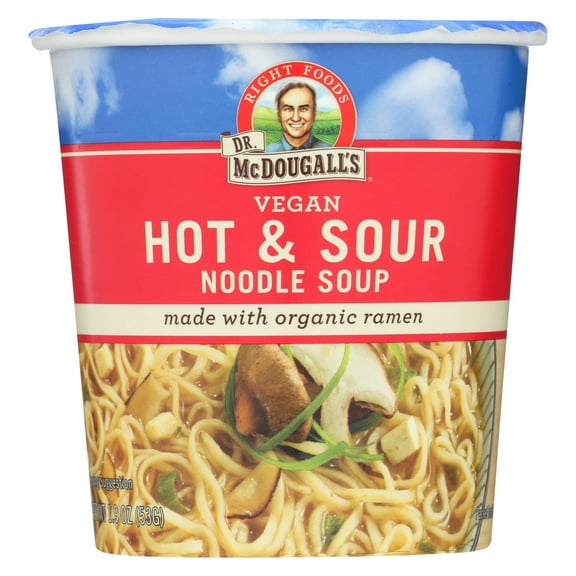 Dr. McDougall's Vegan Noodle Soup Hot & Sour 1.9 oz Pack of 2