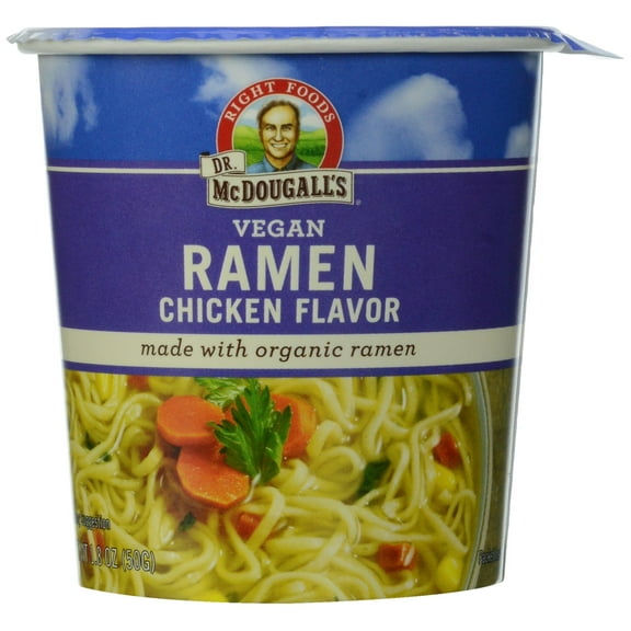 Dr. Mcdougall's Vegan Ramen Soup Big Cup With Noodles Chicken, 1.8 Oz., Pack Of 6