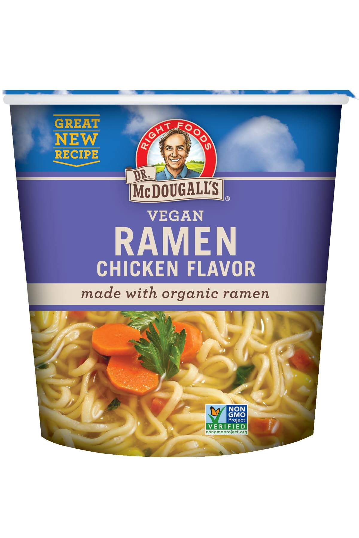 Dr. Mcdougall's Vegan Ramen Soup Big Cup With Noodles Chicken, 1.8 Oz., Pack Of 6