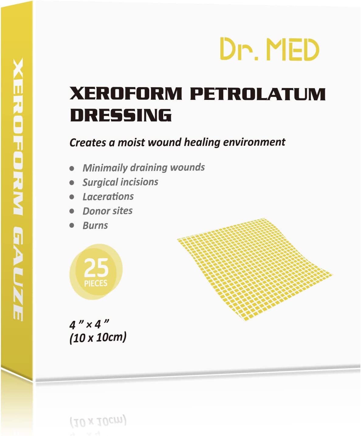 Dr.Med Xeroform Petrolatum Dressing Patch, 4x4 25 Pcs/Box Non