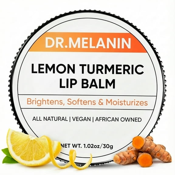 Dr. Melanin Lemon Turmeric Lip Balm for Dark Lips, Natural Lip Moisturizer for Smokers, Brightening Lip Care for Soft & Hydrated Lips, Helps Improve Lip Tone, 1.02 oz