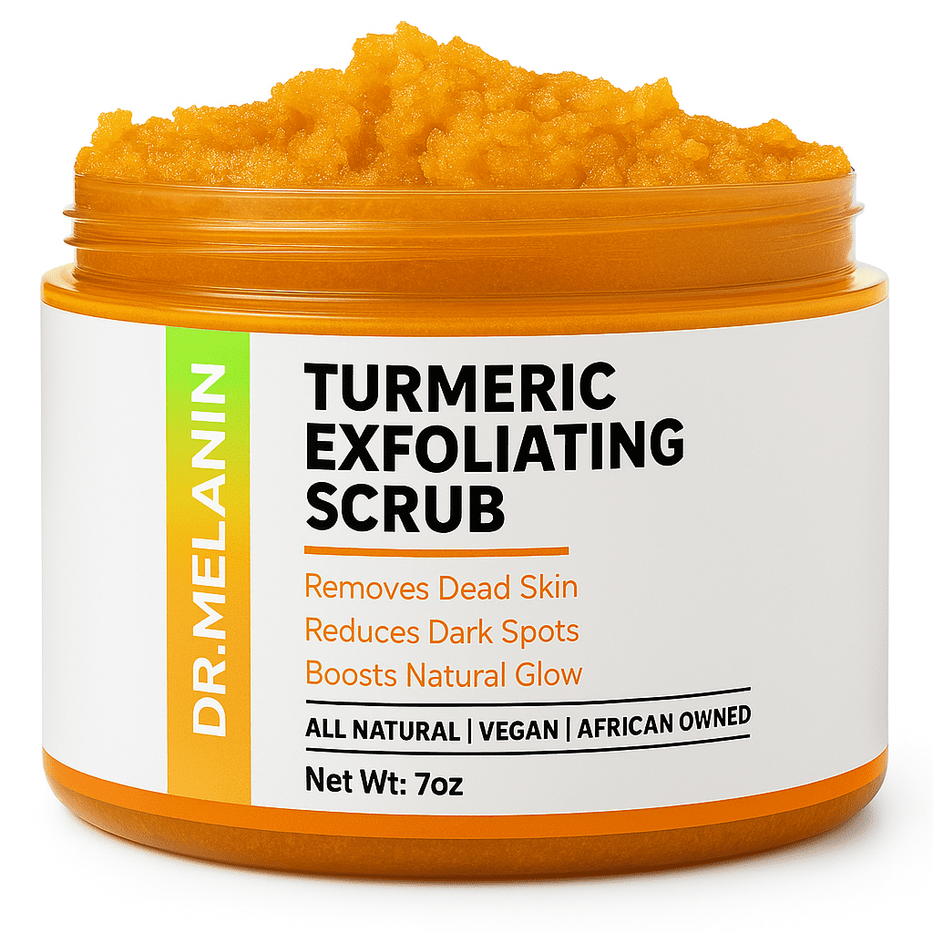 Dr. Melanin Turmeric Scrub for Dark Spots, Brightening Inner Thighs Bikini Area Underarms, Natural Exfoliating Face