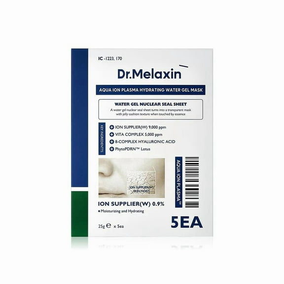 Dr.Melaxin Aqua Ion Plasma, Hydrating Water Beauty Gel Mask, 5 Sheets, 0.88 oz (25 g) Each