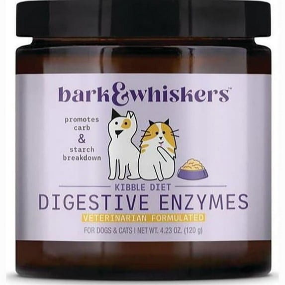 Bark & Whiskers Digestive Enzymes Kibble Diet, for Dogs & Cats, 4.23 oz. (120 g), 150 Scoops, Promotes Carb & Starch Breakdown, Veterinarian Formulated, Non-GMO, Dr. Mercola