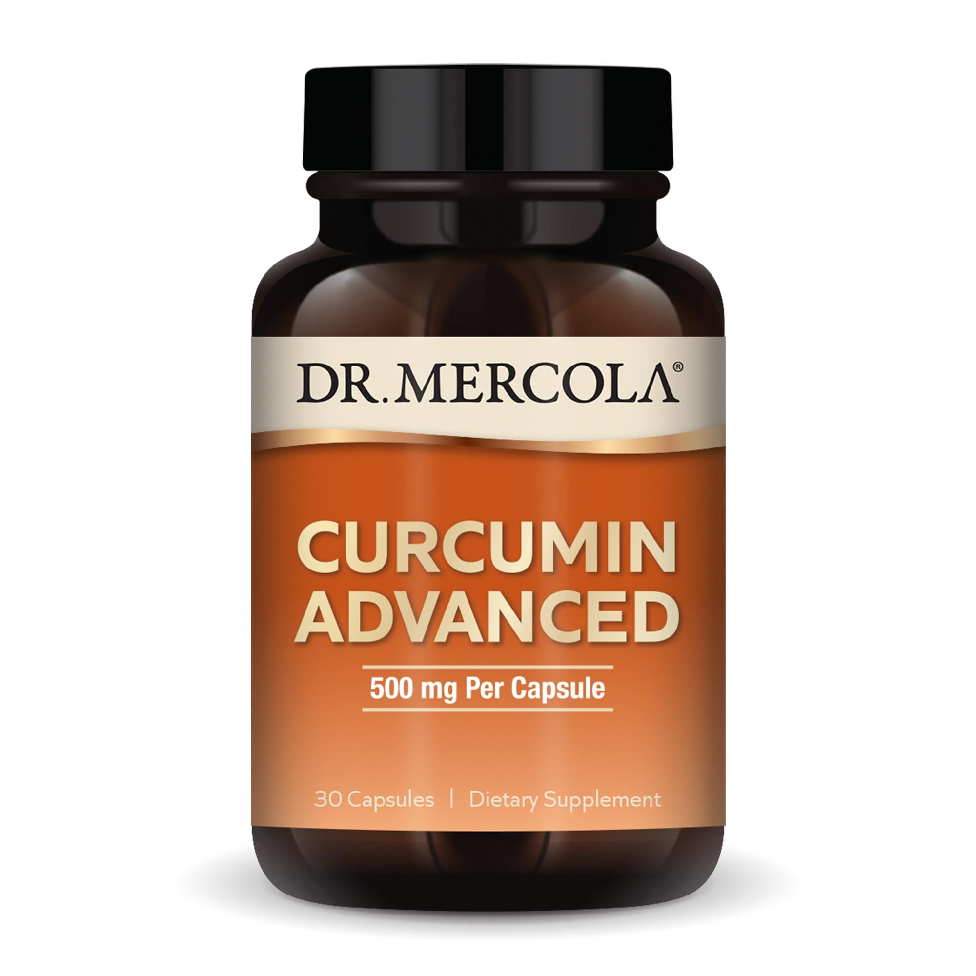 Dr. Mercola Curcumin Advanced - 500 mg Curcumin Root Extract - 95% Curcuminoids - For Vision Health, Digestion & Focus - Non-GMO, Gluten-Free & Soy-Free - 30 Capsules (30 Servings)