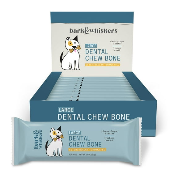 Dr. Mercola, Dental Chew Bones for Dogs, Large, 1 Box (12 Bones), Dog Dental Care That Helps Clean Teeth and Freshen Breath, non GMO, Soy Free, Gluten Free