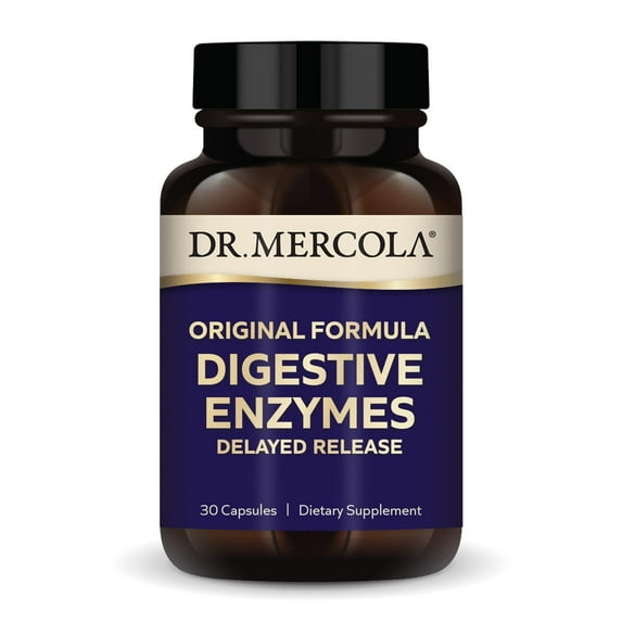 Dr. Mercola Digestive Enzymes, 30 Servings (30 Capsules), Original Formula, Delayed Release, Dietary Supplement, Supports Healthy Immune Function, Non-GMO