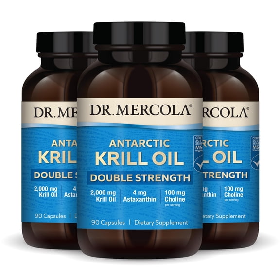 Dr. Mercola Krill Oil Double Strength, 90 Servings (270 Capsules), Dietary Supplement, 2,000 mg Krill Oil Per Serving, Ideal Source of Omega-3s, Non-GMO, MSC Certified