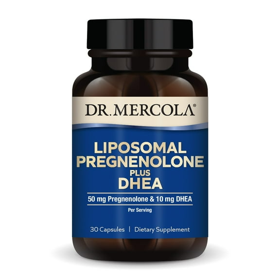 Dr. Mercola Liposomal Pregnenolone Plus DHEA, 30 Servings (30 Capsules), 50 mg Pregnenolone Per Serving, 10 mg DHEA Per Serving, Dietary Supplement, , Non-GMO