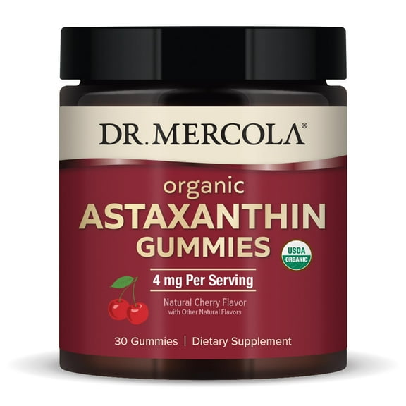 Dr. Mercola Organic Astaxanthin Gummies - Cherry, 30 Gummies, Non-GMO, Gluten Free, Soy Free