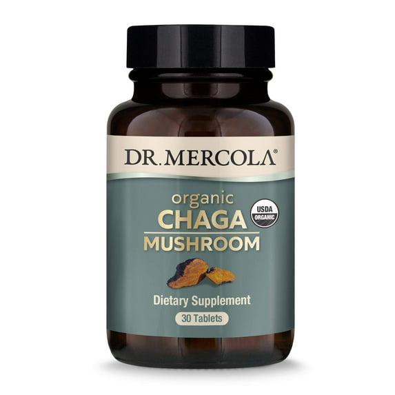 Dr. Mercola Organic Chaga Mushroom, 30 Servings (30 Tablets), Dietary Supplement, Supports Healthy Immune Function, Non-GMO, Certified USDA Organic, NSF Contents Certified