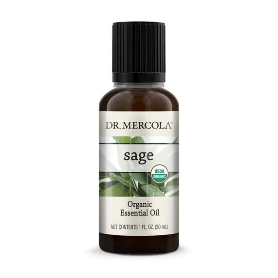 Dr. Mercola Organic Sage Essential Oil (1 oz), non GMO, USDA Organic