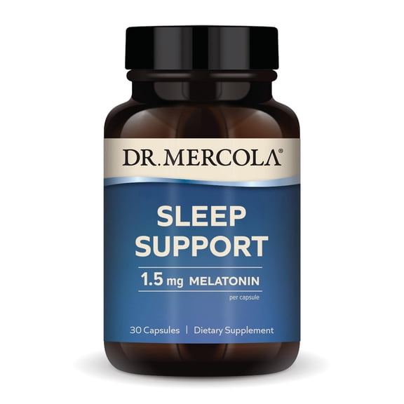 Dr. Mercola Sleep Support with Melatonin - Supports Restful Sleep & Relaxation - Melatonin with L-Theanine, 5-HTP, GABA - 30 Capsules - 1.5 mg
