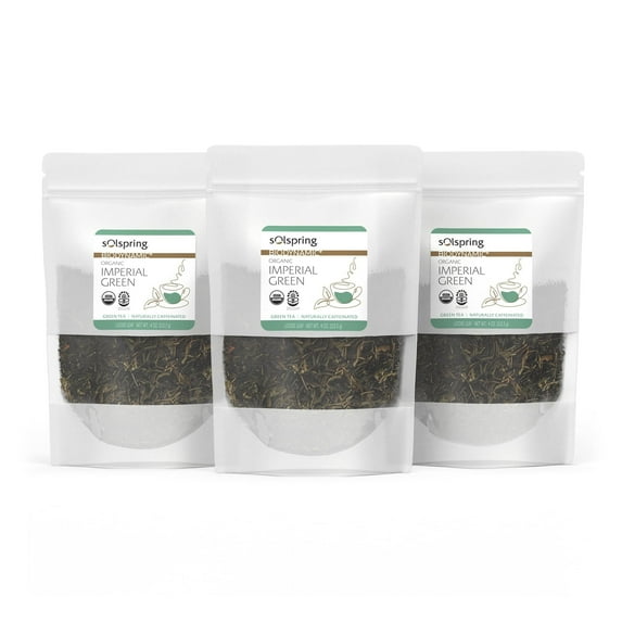 Dr. Mercola Solspring Biodynamic Organic Imperial Green Loose Leaf Tea, 4 oz. (Pack of 3), Naturally Caffeinated, non GMO, Soy Free, Gluten Free, USDA Organic, Demeter Biodynamic Certified