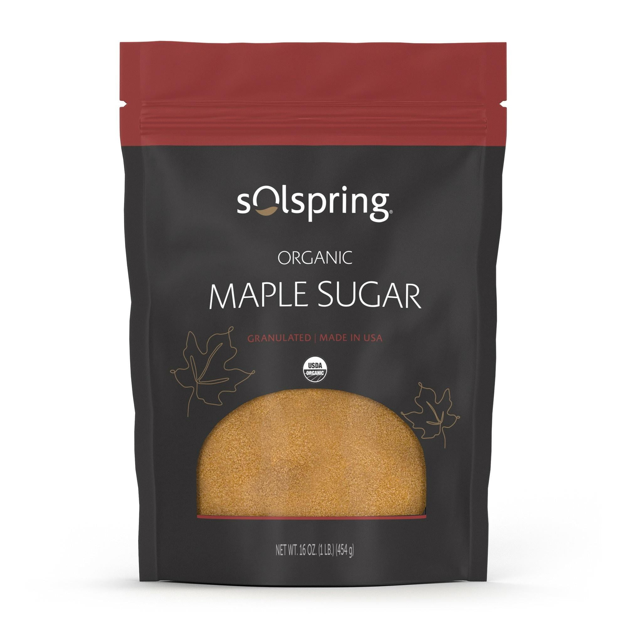 Solspring Organic Maple Sugar, 16 oz, Granuated, Made in U.S.A, Sugar Alternative, Certified USDA Organic, Dr. Mercola